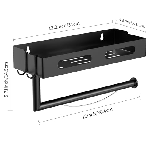 Soporte para toallas de papel de cocina con estante de especias y dos ganchos para RV 7