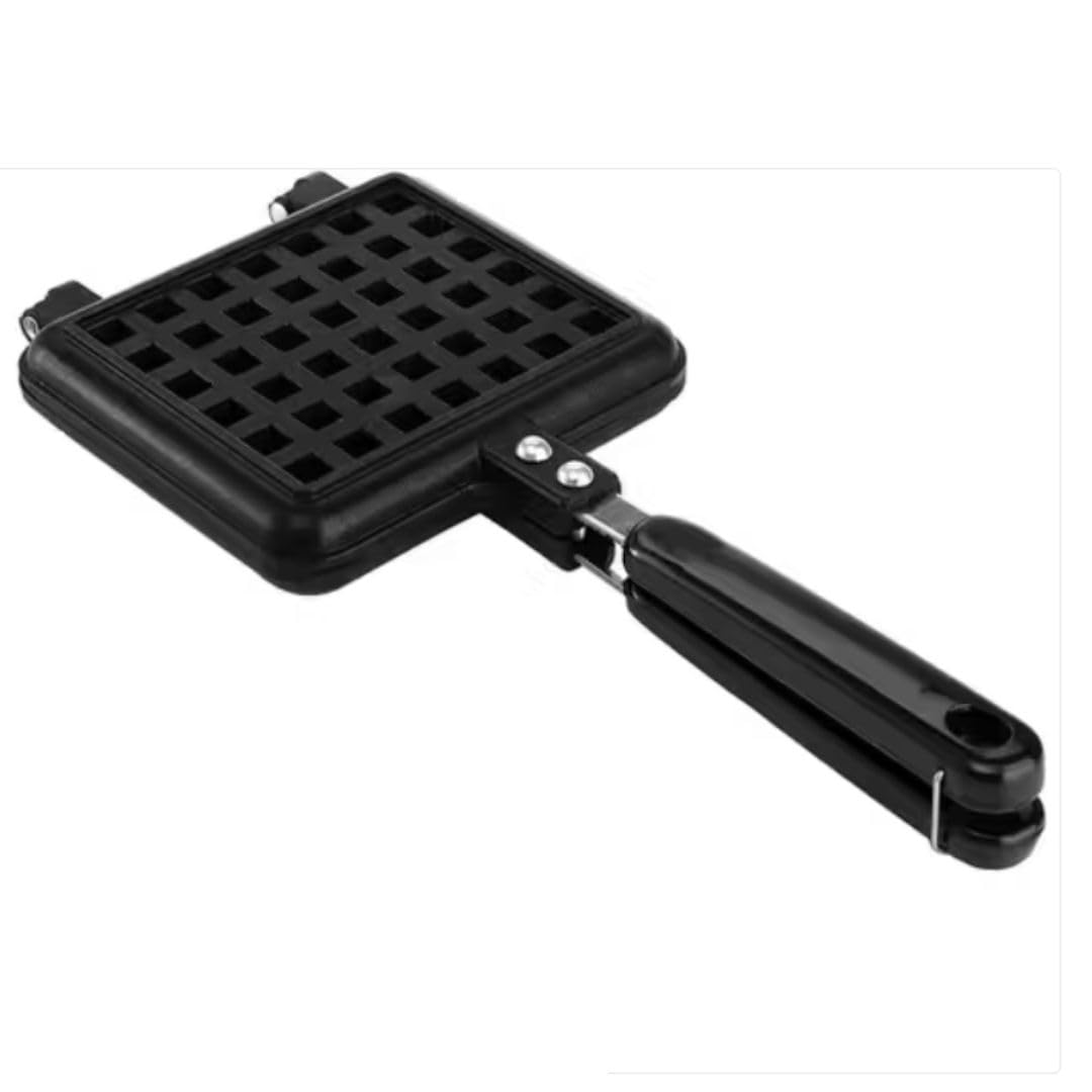 Non Stick Waffle Maker for Gas Stove | Die-Cast Aluminium Waffle Pan | Heavy Gauge Flip & Lock Waffle Iron | Pancake & Sandwich Maker | 3-Layer Scratch Resistant Coating | Color May Vary-image-3