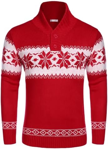 COOFANDY Men's Christmas Sweater Ugly Knitted Xmas Sweaters Casual Snowflake Pullover Knitwear