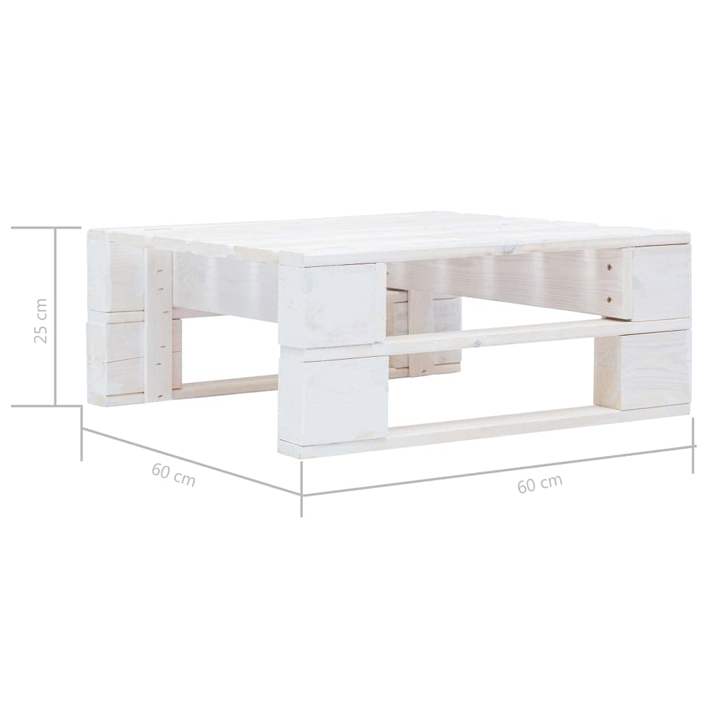 vidaXL Mesa Centro Palets Jardín Otomana Palés Exterior Reposapiés Mueble Pallet Patio Terraza/Interior Madera Pino Impregnada Certificada Blanco