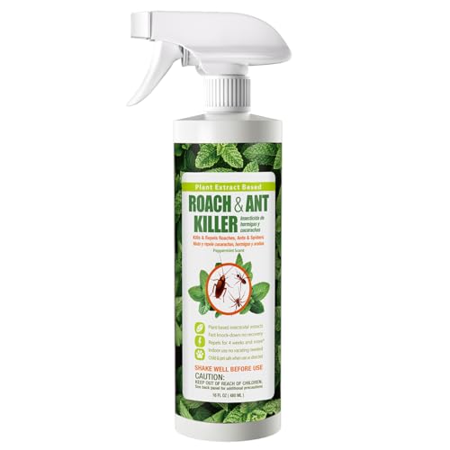 EcoVenger Roach & Ant Killer 16OZ, Kills on Contact, Extended 4-Week Deterrence, Kills Cockroaches, Ants & Other Indoor & Outdoor Crawling Insects, Peppermint Oil, Non-Toxic, Safe for Children & Pets