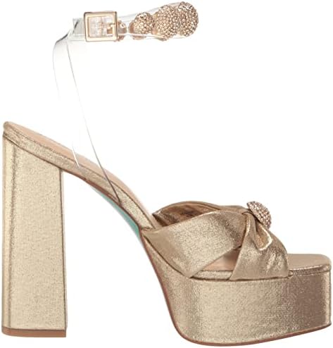 Betsey Johnson Women's Mason Heeled Sandal, Gold, 8 | Image 5