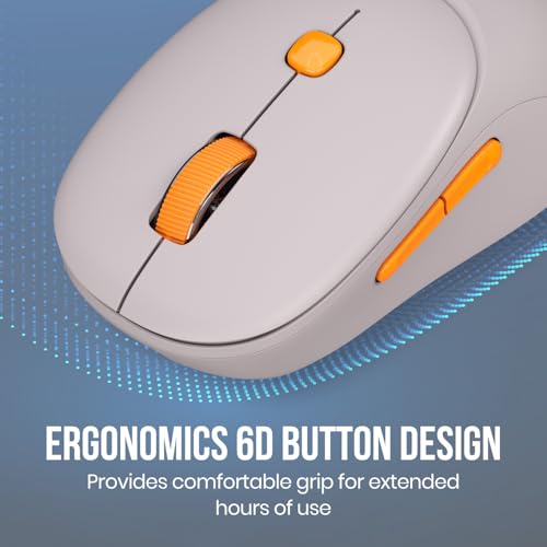 Image of Portronics Toad Neo Wireless Bluetooth Mouse with Dual Wireless Connectivity (BT + 2.4 GHz), Rechargeable Battery, Forward & Back Button, Multi-Device Pair, Upto 3200 Dpi Sensitivity(Beige)