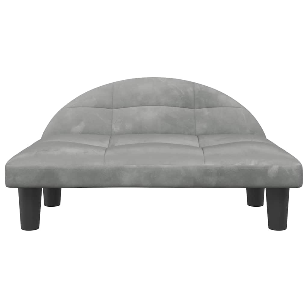 Cuccia per cani in velluto grigio chiaro, 70 x 52 x 30 cm, con imbottitura in schiuma, divano e cuscino antiscivolo, rivestimento lavabile, protegge le articolazioni, per cuccioli, per