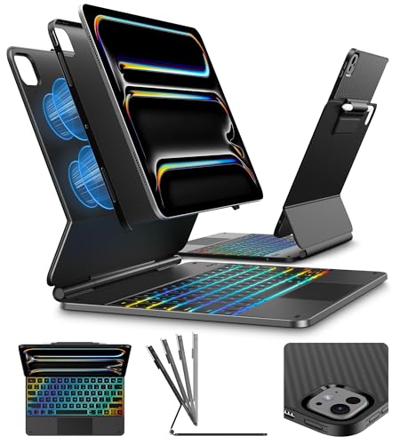 Image of typecase Edge+ Keyboard Case for iPad Pro 13-inch (M5 /M4) 2025 /2024, Black Keyboard with Carbon Fiber Protective Case,Portrait & Typing Modes,Built-in Trackpad,11-Color Backlight,Magnetic Stand