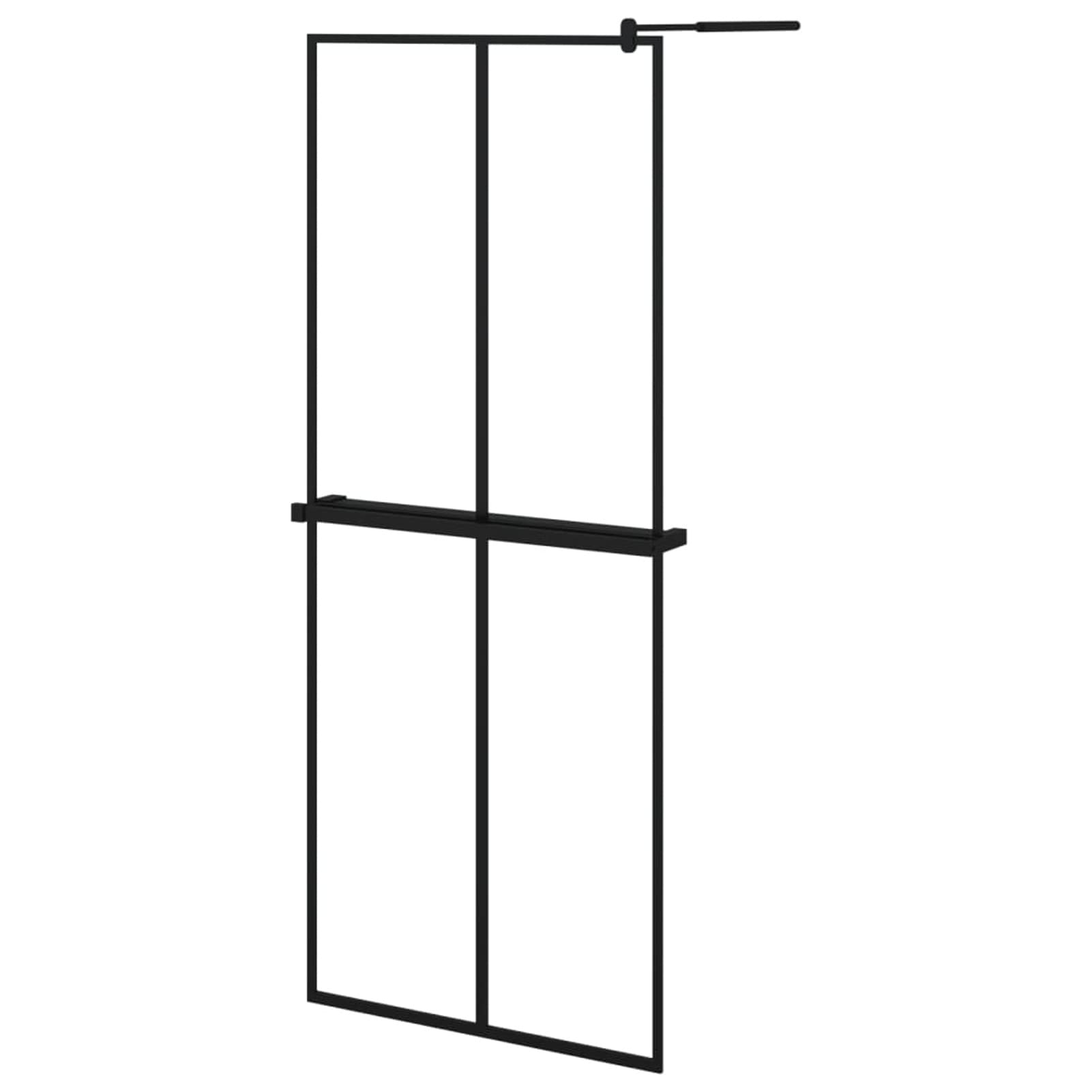 Mampara Ducha con Estante Vidrio ESG y Aluminio Negro 80x195 cm, Mampara Bañera, Mampara Baño Ducha, Cabina De Ducha, Mampara Baño - 3185446