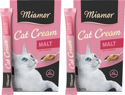 Miamor Cat Snack Cream Malt | 2er Pack 6x15g + 1 Gratis-Sachet | Eine gesunde Belohnung ohne unnötige Zusatzstoffe | leckerer Schleck-Snack
