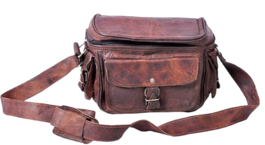 RSN Genuine Leather DSLR Padded Camera Bag with Lens Partition Brown-image-9