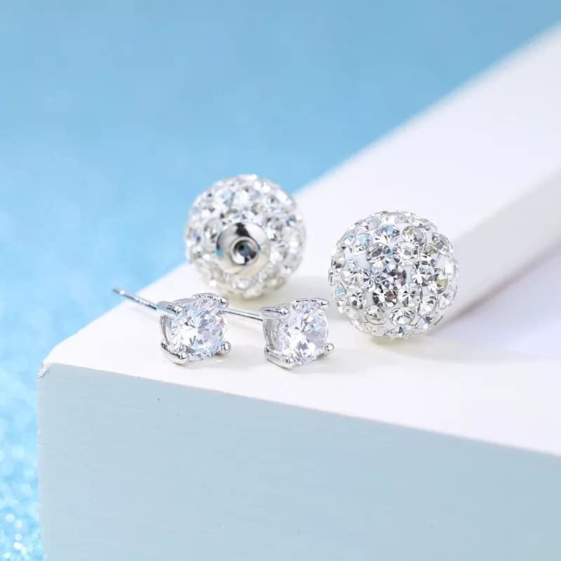 Bijoux Argent 925 Boucles d'oreilles Boule de Cristal de Qualité - 2