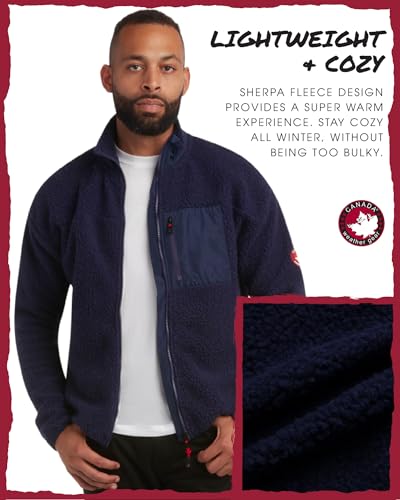 CANADA WEATHER GEAR Men's Fleece Jacket - Sherpa Lined Zip Up Jacket with Nylon Panels - Warm Outdoor Jackets for Men (M-XXL)4