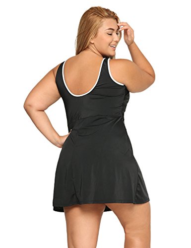 DELIMIRA Women's Plus Size One Piece Swimsuit Zip Front Skirted Bathing Suits Swimdress2