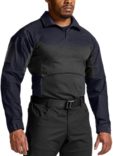 Image of CQR Men's Tactical Combat Shirt, 1 /4 Zip Long Sleeve Breathable Military BDU Training Top for Shooting, Hunting, Range Use
