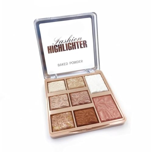 Highlighter Makeup Palette 8 Colors Highly Pigmented Soft Texture Shiny Multi-Function Highlighter for Face, Body and Eyes, Suitable for All Skin Types