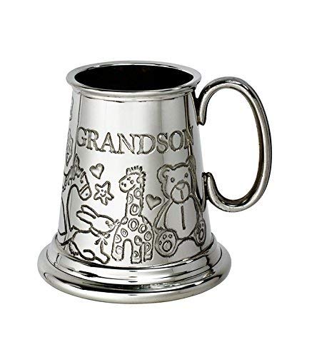Wentworth Tazza In Peltro Per Bebè Con Manico A Cicogna, Personalizzabile, In Confezione Regalo, 1/4 Di Pinta, Made In UK