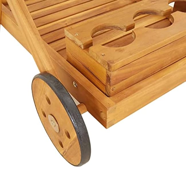 Tea Trolley Solid Wood Acacia, Kitchen Rolling Cart with Wheels, Portable Mobile Bar, Storage Rack - Perfect for Serving and Small Spaces-nmPp3JVj
