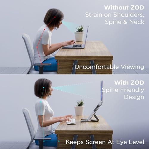 Image of eo Laptop Stand Adjustable with Ventilation for Cooling Ergonomic Portable Tabletop Laptop Riser Stand Compatible for MacBook, HP, Dell, Lenovo, Asus (ZOD)