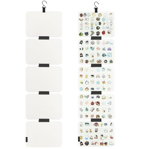 Image of PACMAXI Hanging Enamel Lapel Pin Display Panels Organizer With 5 Loose-leaf Board Pieces, Brooch Pin Enamel Pin Display Pages, Badge Collection Display Holder Holds At Least 120 Pins. (Off White)
