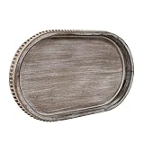 MAONAME Oval Decorative Wooden Tray, Vintage Brown Rustic Wood Serving Tray