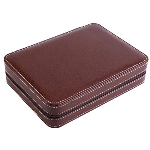 Starbun 1 Pc 8 grilles Montre Affichage boîte de Rangement Portable à glissière Voyage collecteur boîtier Organisateur Nouveau Voyage Montre boîtier Montre collecteur Cas(Marron) Cover