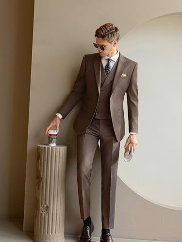 Mens 3 Piece Suit Classic Fit Wedding Suits for Men Business Casual Jacket Vest Pants3
