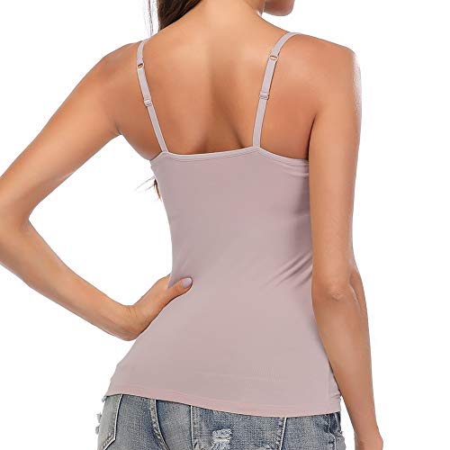 STARBILD Damen BH-Hemd Unterhemd mit unsichtbarer gepolsterter BH Bügelloser und Verstellbaren Trägern Komfortable Unterhemd, Rosa M 2