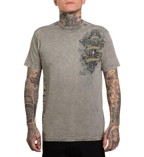 Affliction Men's Reversible T-Shirt, Skull Design