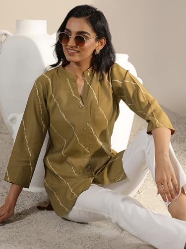 Image of Libas Womens Printed Silk Blend Straight Kurti for Women Suit