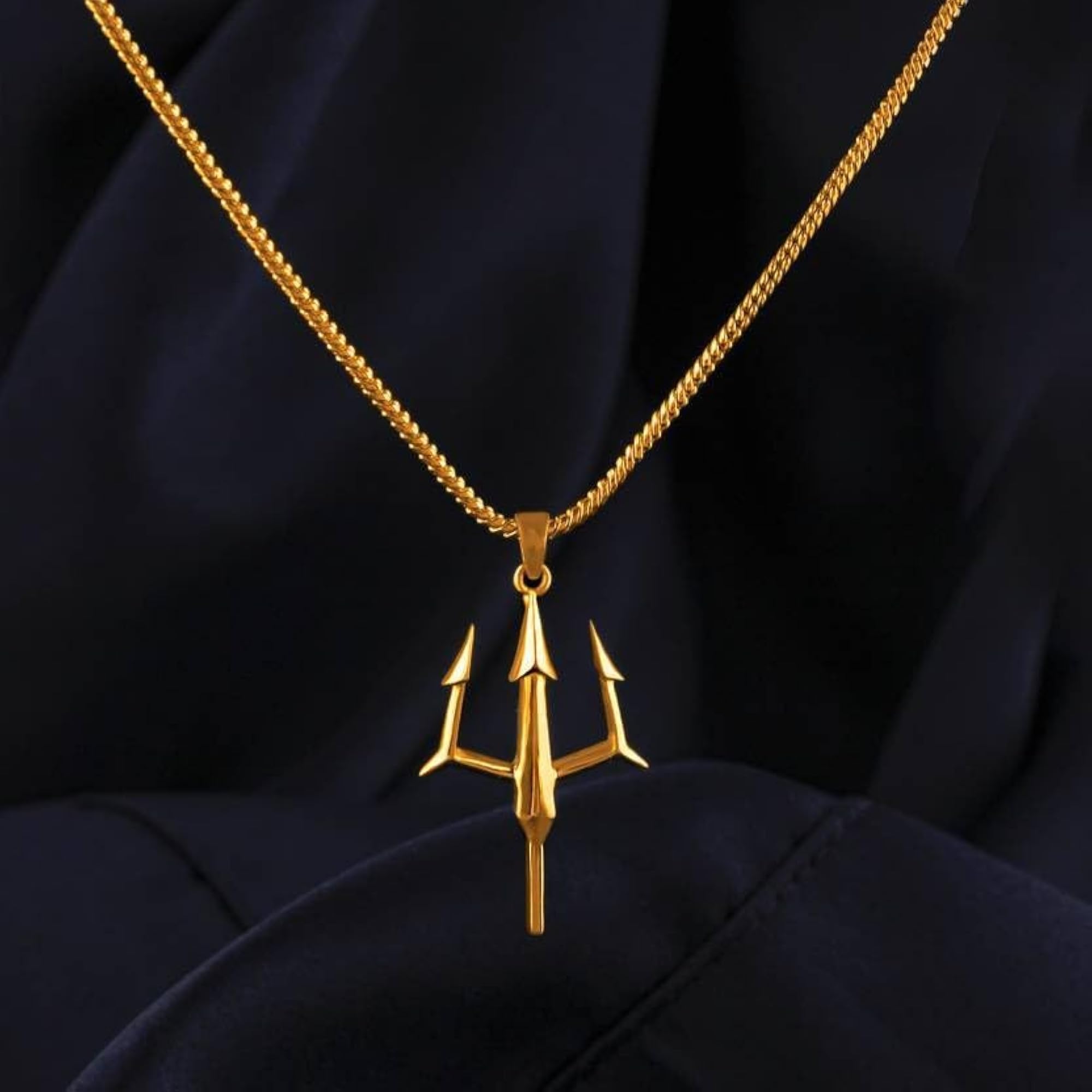 Men's Stainless Steel Trident Pendant Necklace