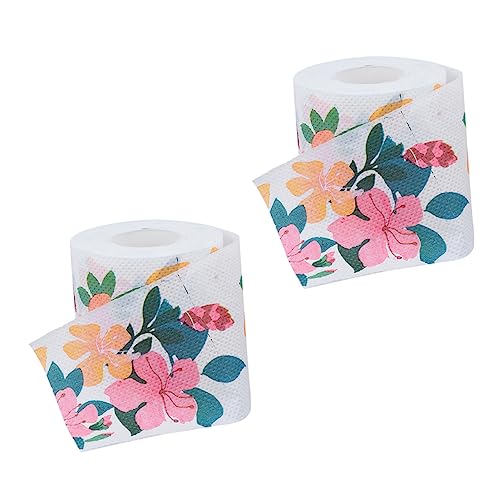 Lurrose 2ボリューム カラフルプリント ペーパー トイレットペーパー 紙ナプキン 家用 使い捨て ダイニング バスルーム用