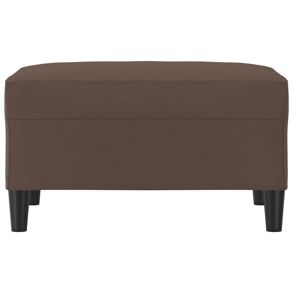 Fußhocker Braun 70x55x41 cm Kunstleder Pouf Hocker Ottoman Fußbank Schemel Polster Sitzgelegenheit Fußablage für Wohnzimmer Schlafzimmer Sofa Couch Sessel, stabile Form
