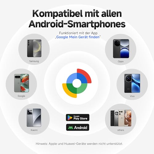 MiLi MiTag Android Smart Tag, Schlüsselfinder KeyFinder kompatibel mit Google Mein Gerät Finden APP (Android NUR), Bluetooth Key Finder für Gepäck/Taschen/Koffer/Brieftasche, Schwarz-4Pack