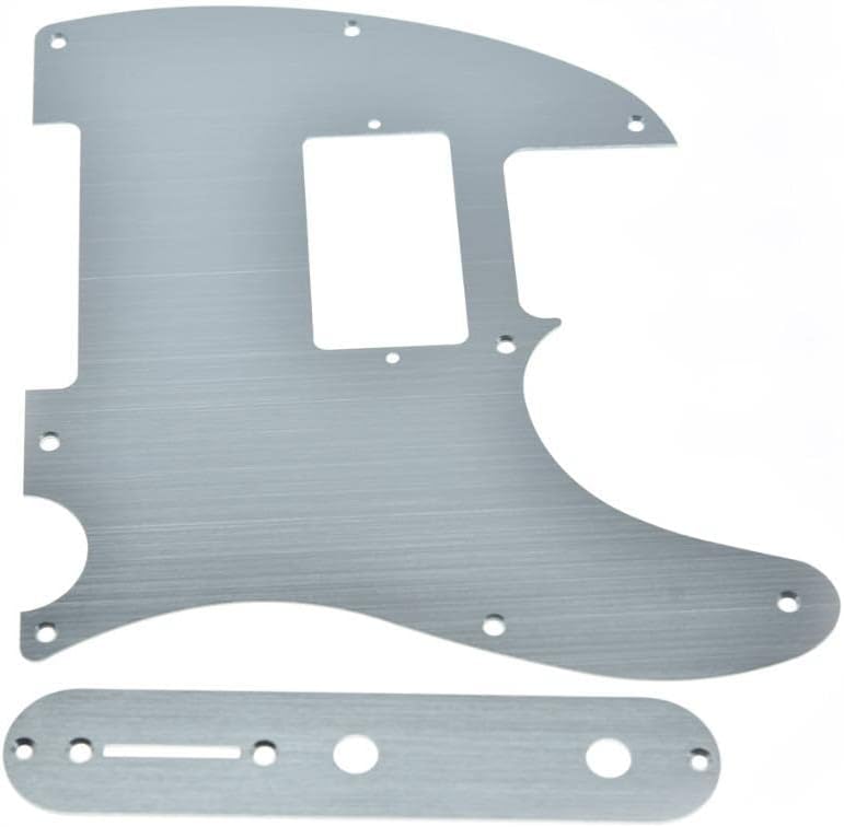 Dopro Metal Aluminum Anodized 8 Hole Tele Humbucker Pickguard with Metal Control Plate and Screws for American/Mexican Telecaster Silver