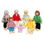 Lifreer Dolls House People, Dolls House Furniture, Wooden Doll Houses, Sets of 7 People Dolls House Accessories for Doll House, House Family Furniture Miniature