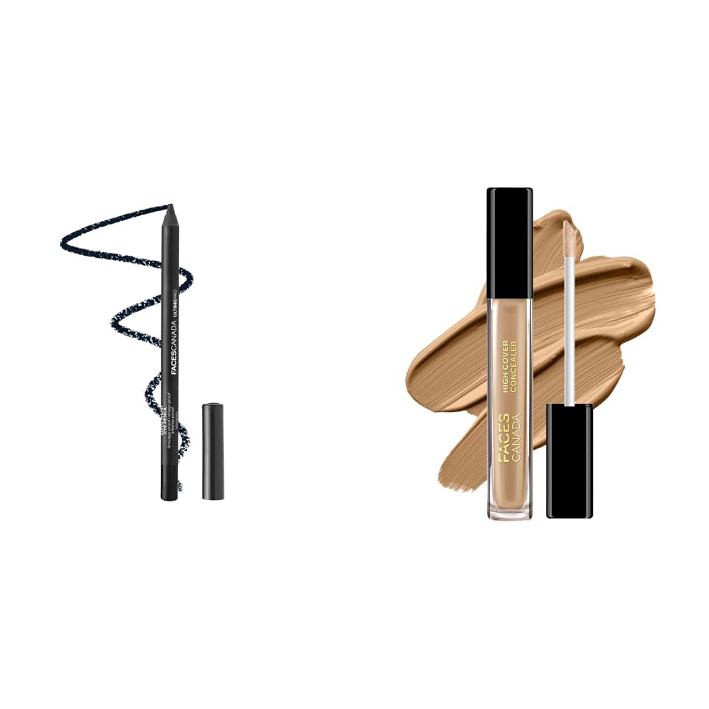 FACESCANADA Ultime Pro Longwear Opaque Eye Pencil - Solid Black 02, 1.2 G & High Cover Concealer - Honey Creme 02, 4ml-picture-25