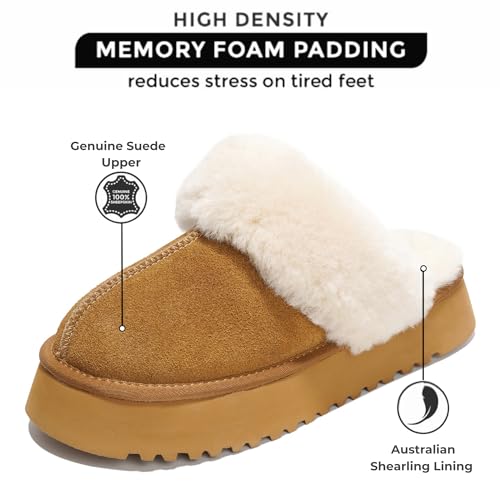 Project Cloud Slippers for Women Footwear - Genuine Suede with Memory Foam Clogs and Mules for Women 2025 - Non Slip and Lightweight Faux Fur Slippers (Viki)2