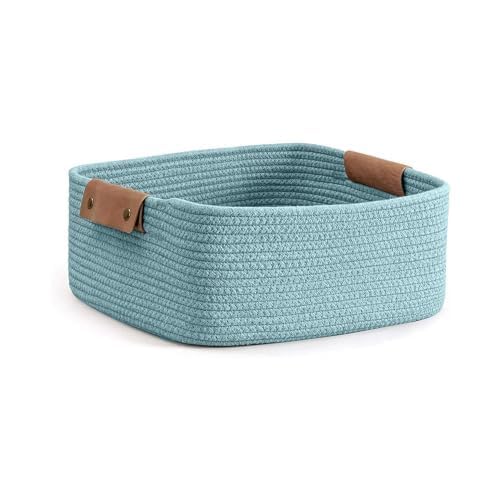 FIASCO Jute Cotton Storage Gift Basket, Rectangle case for Closet, Packing, Wedding Organizer Box Jute Basket Handwoven Eco-Friendly Basket Bins Organizer (10X6X4 INCH) Sky blue-image-25