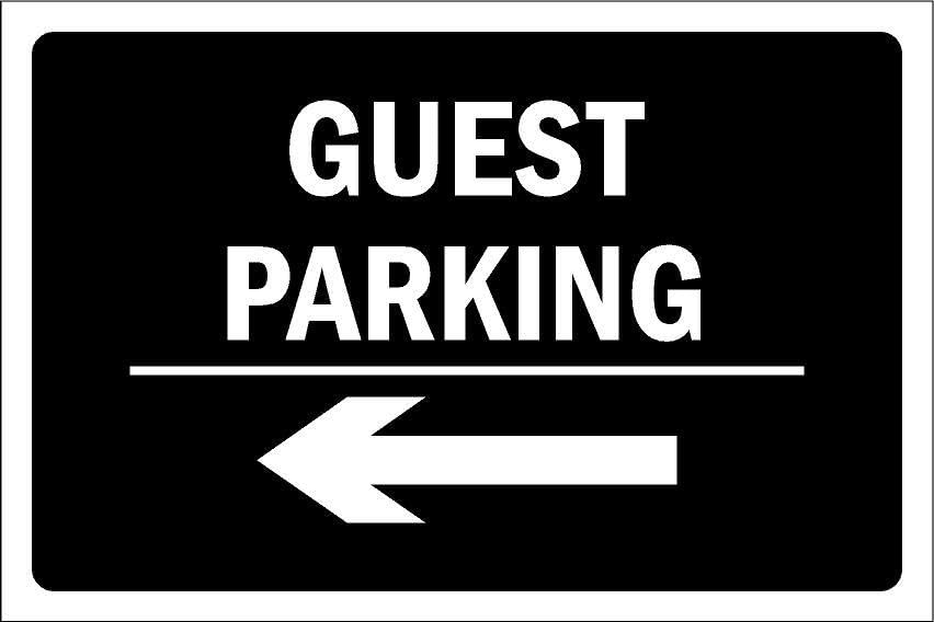 Guest parking, arrow to the left - 1mm flexible Plastic sign (300mm x 200mm)