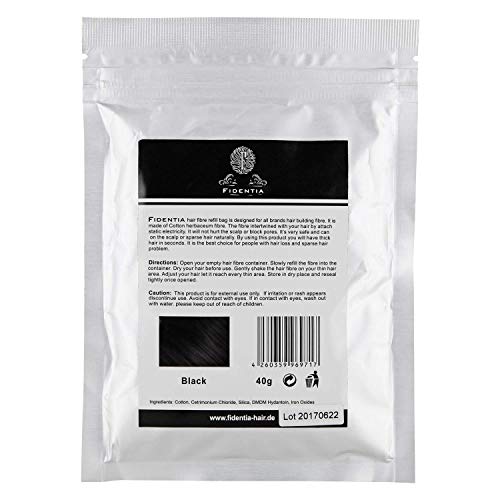 Fidentia Premium Schütthaar Klassik 40g Nachfüllpackung | Black - Schwarz