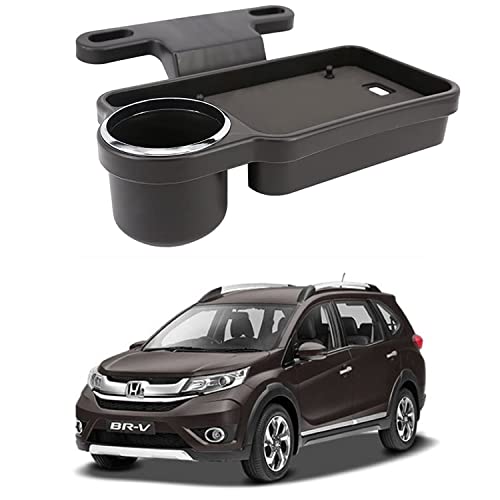 Image of Oshotto (FT-04) Foldable Car Auto Headrest Rear Back Seat Table Drink Food Cup Tray Holder Compatible with Honda BRV /Mobilio - Black