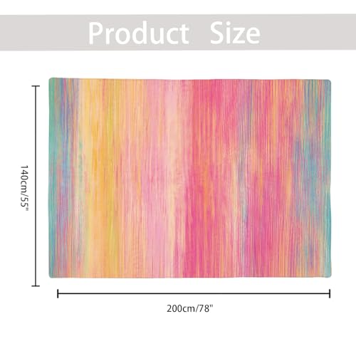 USTIDE Vibrant Rainbow Stripe Kids Rug for Nursery & Playroom