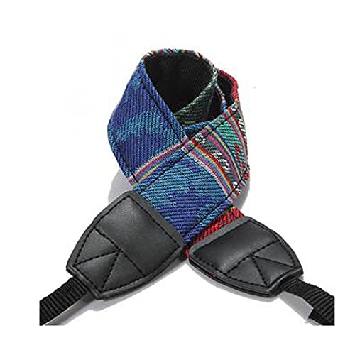 Verstellbarer Kamerahals oder Schultergurt. Vintage Bunte Muster. Einzelband. (Mehrfarbiges Blau)