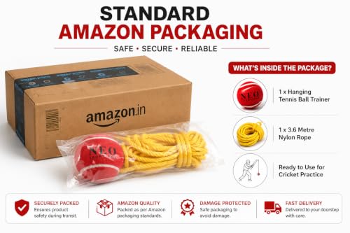 Image of Heavy Tennis Red & Green Hanging Ball, Two Knots, 3.6 metres Nylon Rope (Pack of 1. Red & Green)