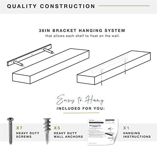 Image of MCS Gray Woodgrain Floating Shelf, 36 Inch x 8 Inch, 36 x 8,Grey