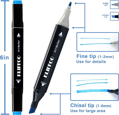Image of Dual Tip Colorful Art Markers Sketch Pens 48 Colors with Carrying Case For Painting Sketching Calligraphy Drawing, Chisel & Fine Tip Permanent Colouring Marker For Kids Adult, Multicolor (48)