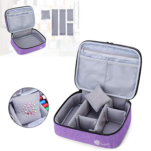 Luxja Double-Layer Sewing Supplies Organizer, Sewing Accessories Organizer For Needles, Thread, Scissors, Measuring Tape And Other Sewing Tools (Bag Only),Medium/Purple #TOP3