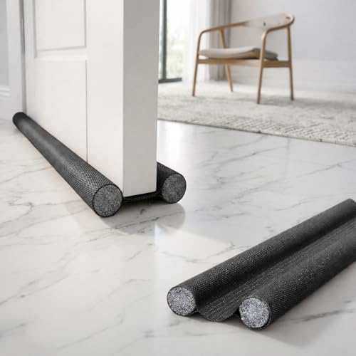 Image of Door Draft Stopper PVC Size 36Inch | Under Door Dust & Noise Blocker | Cold & Heat Insulation Strip | Door Gap Sealer for Home Doors & Windows | Easy Install | Black | Pack of 1