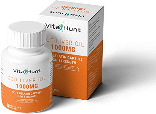 VitaHunt Cod Liver Oil Capsules 1000 Mg with EPA, DHA, Vitamin A, Vitamin D3 60 Softgels