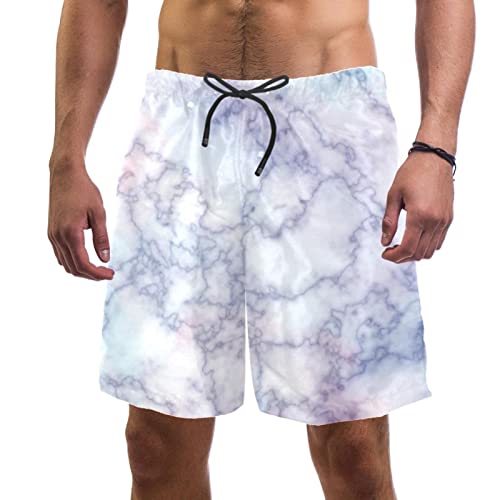 Short de plage à séchage rapide JDEZ maillot coloré effet marbre pour homme