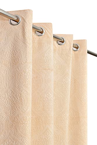 Image of Homefab India Pack of 2 Velvet Window Curtains - 5 feet, Cream