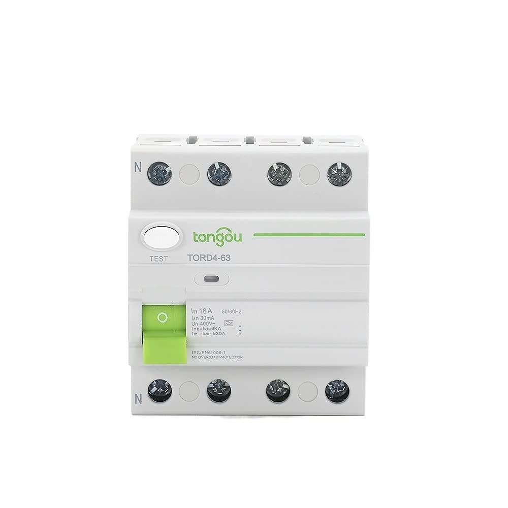 Przełącznik różnicowy, przełącznik magnetoter 4-biegunowy 63A 30mA Typ elektromagnetyczny 40 0 V 6KA. Przełącznik różnicowy obwodu prądu szczątkowego (rozmiar: 4 bieguny 300 mA, kolor: